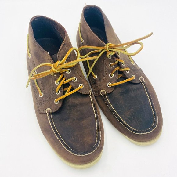 TIMBERLAND 4-EYEBOAT Chukka Boots Lace Up Loafers Brown Leather 29570 Mens 11 - Picture 1 of 9
